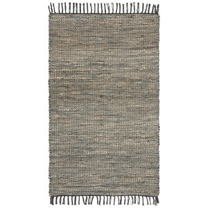 Safavieh Vintage 2' x 3' Hand Woven Leather Rug in Gray