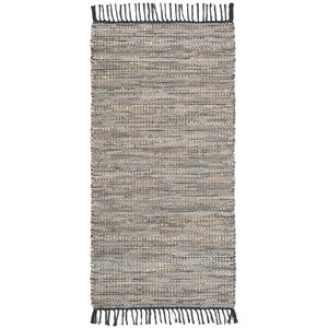 Safavieh Vintage 2'3&quot x 6' Hand Woven Leather Runner Rug in Gray