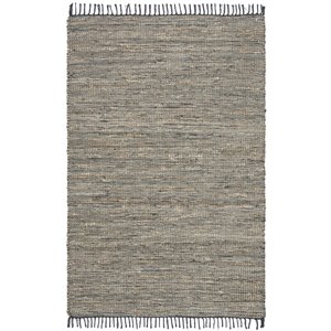Safavieh Vintage 4' x 6' Hand Woven Leather Rug in Gray