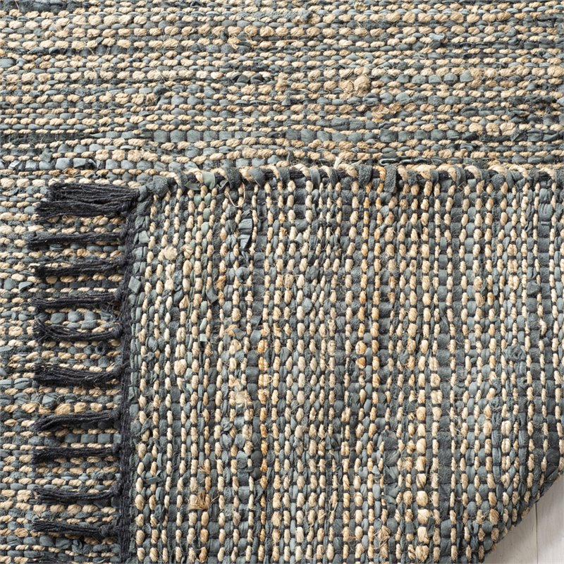 Safavieh Vintage 6' Square Hand Woven Leather Rug in Gray