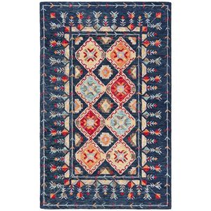 Safavieh Aspen 4' x 6' Hand Tufted Wool Rug in Navy and Orange