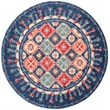 Safavieh Aspen 7' Round Hand Tufted Wool Rug in Navy and Orange