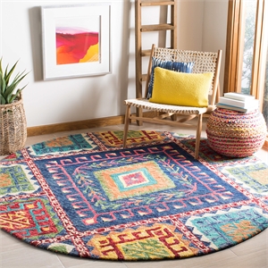 Safavieh Aspen 7' Round Hand Tufted Wool Rug in Blue