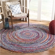 Safavieh Braided 3' Round Hand Woven Rug in Blue and Red