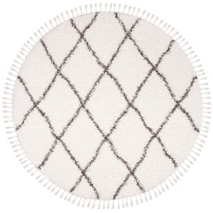 Safavieh Flokati 6'7&quot Round Rug in Ivory and Dark Gray