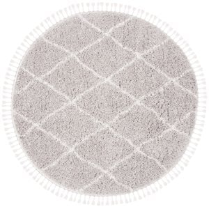 Safavieh Flokati 6'7&quot Round Rug in Light Gray and Ivory
