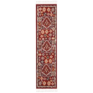 Safavieh Farmhouse 2' x 8' Runner Rug in Red and Ivory
