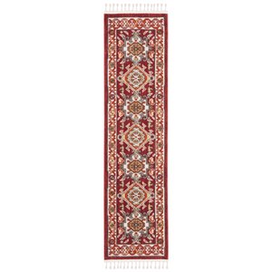 Safavieh Farmhouse 2' x 8' Runner Rug in Ivory and Red