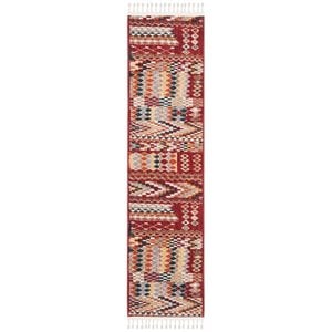 Safavieh Farmhouse 2' x 8' Runner Rug in Navy and Red