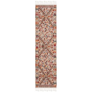 Safavieh Farmhouse 2' x 8' Runner Rug in Taupe and Navy