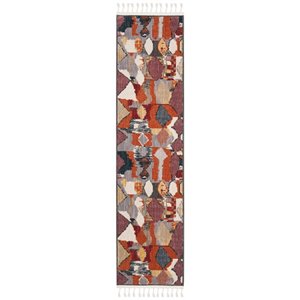 Safavieh Farmhouse 2' x 8' Runner Rug in Orange and Navy