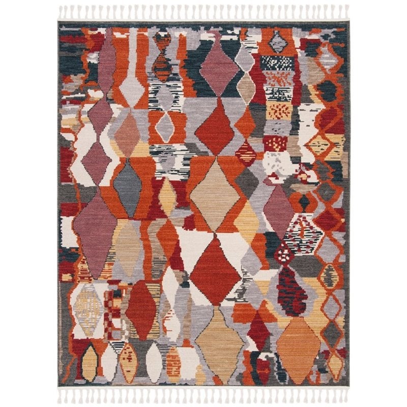 Safavieh Farmhouse 8' x 10' Rug in Orange and Navy