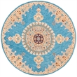Safavieh Heritage 6' Round Hand Tufted Wool Rug in Blue and Beige