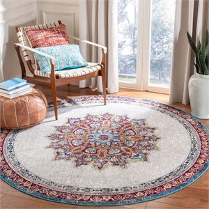 Safavieh Aria 6'5&quot Round Rug in Ivory and Navy