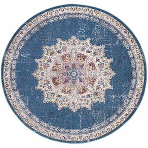 Safavieh Aria 6'5&quot Round Rug in Navy and Ivory