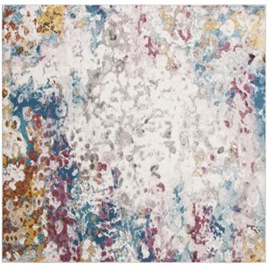Safavieh Aria 6'5&quot Square Rug in Cream and Dark Teal