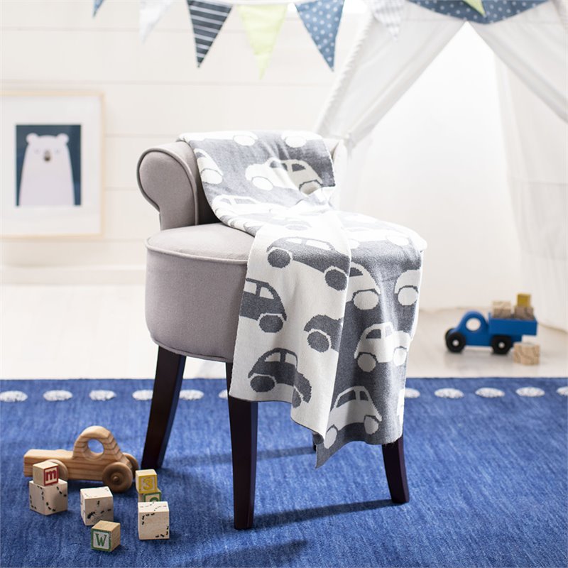 Safavieh Herbie Throw Blanket in Gray and White