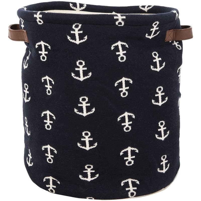 Safavieh Anchor Kids Storage Bin in Navy and White