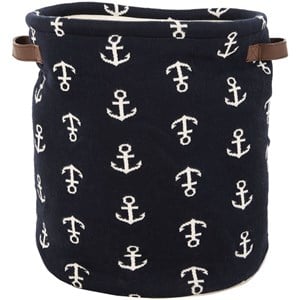 Safavieh Anchor Kids Storage Bin in Navy and White