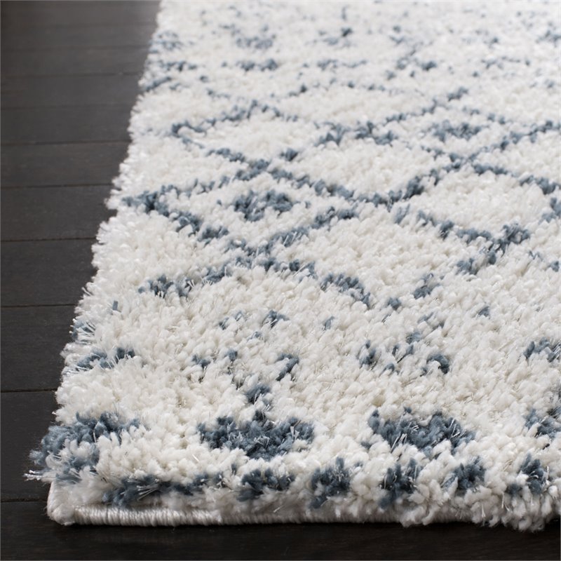 Safavieh Berber 9' x 12' Shag Rug in Cream and Blue
