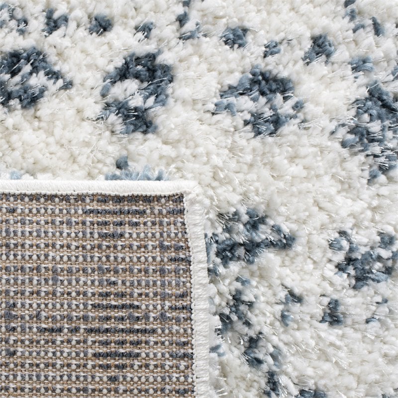 Safavieh Berber 9' x 12' Shag Rug in Cream and Blue