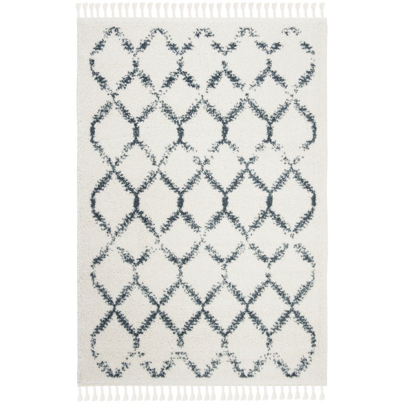 Safavieh Berber 4' x 6' Shag Rug in Cream and Blue