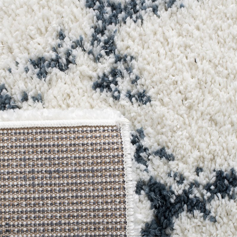 Safavieh Berber 9' x 12' Shag Rug in Cream and Blue
