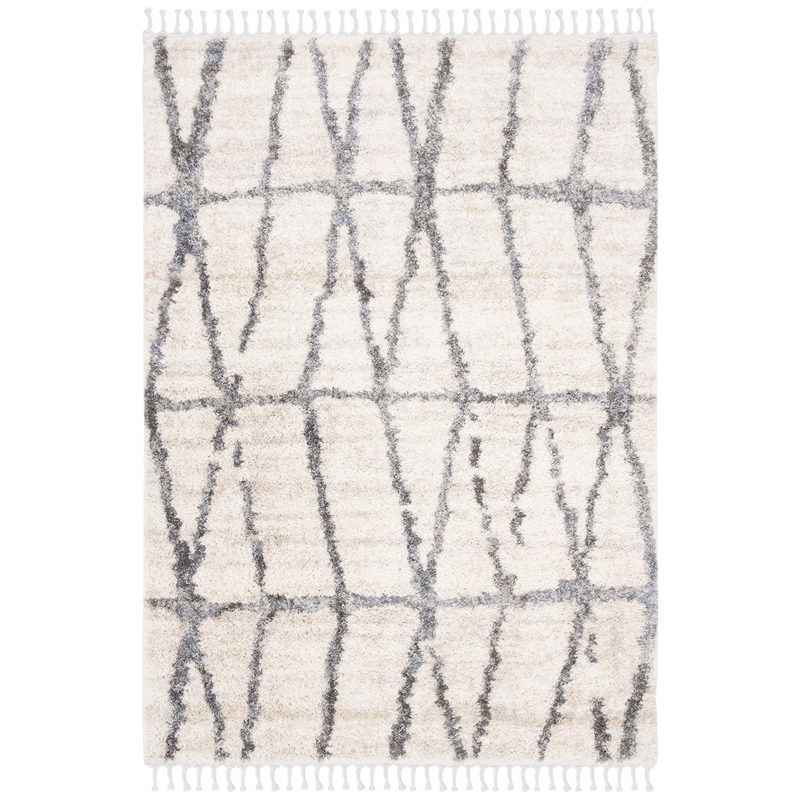 Safavieh Berber 8' x 10' Shag Rug in Cream and Gray