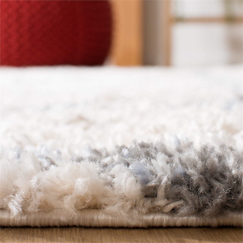 Safavieh Berber 9' x 12' Shag Rug in Cream and Gray