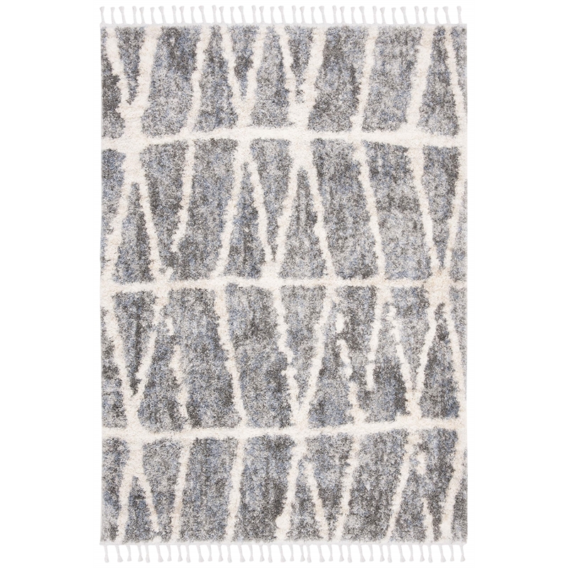 Safavieh Berber 9' x 12' Shag Rug in Gray and Cream