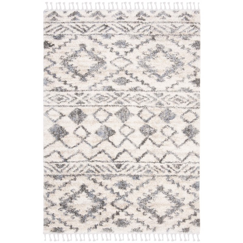 Safavieh Berber 8' x 10' Shag Rug in Cream and Navy