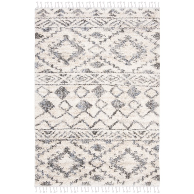 Safavieh Berber 8' x 10' Shag Rug in Cream and Navy
