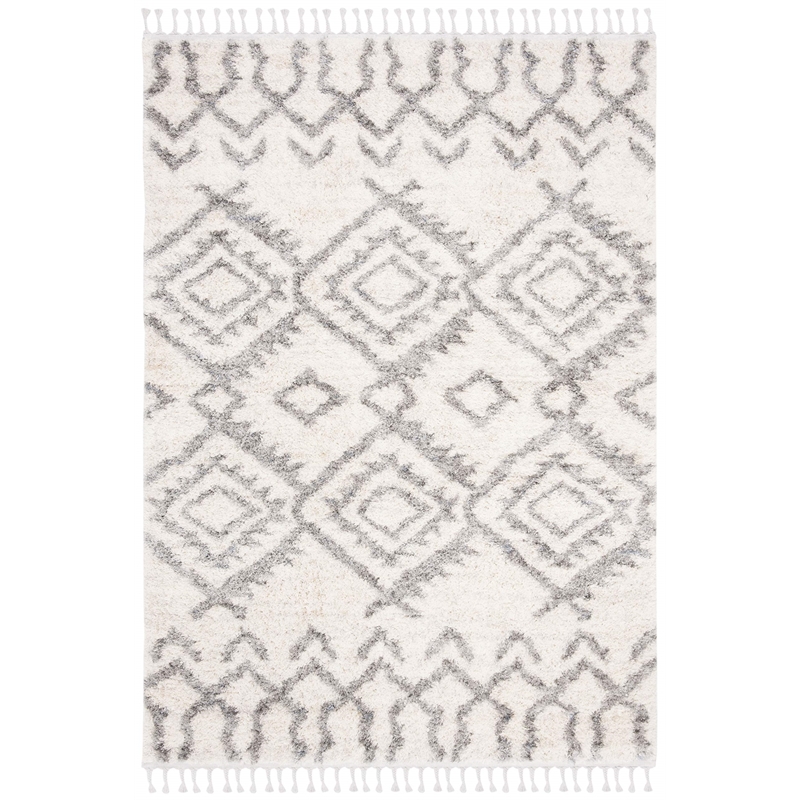 Safavieh Berber 8' x 10' Shag Rug in Cream and Gray