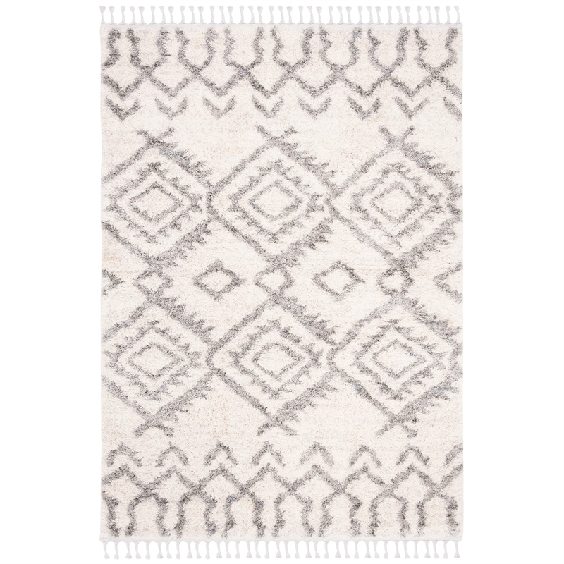 Safavieh Berber 9' x 12' Shag Rug in Cream and Gray