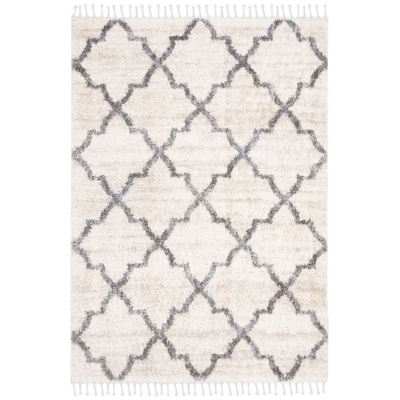 Safavieh Berber 8' x 10' Shag Rug in Cream and Gray