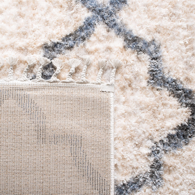 Safavieh Berber 8' x 10' Shag Rug in Cream and Gray