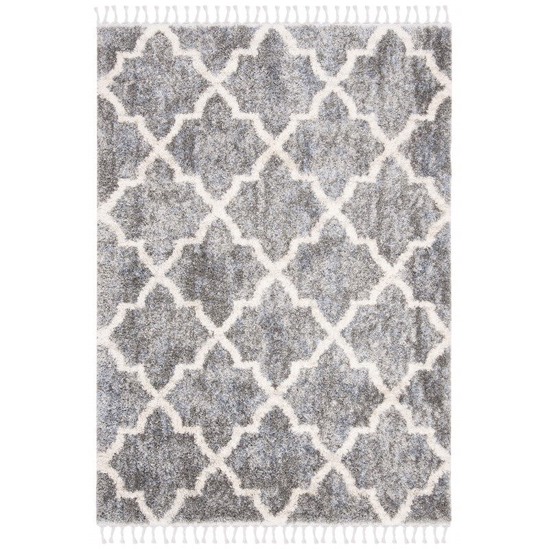 Safavieh Berber 9' x 12' Shag Rug in Gray and Cream