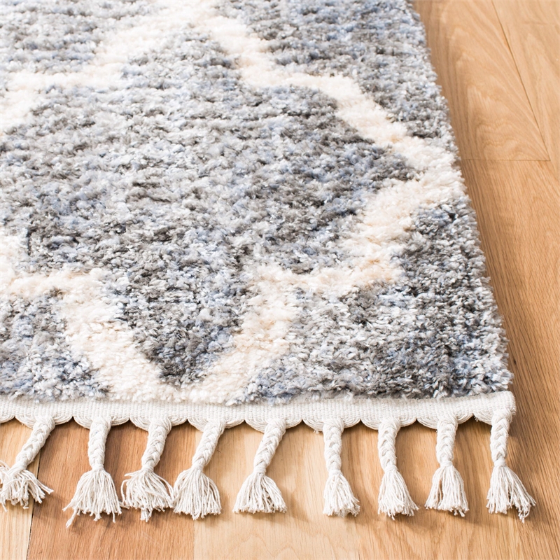 Safavieh Berber 9' x 12' Shag Rug in Gray and Cream