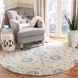 Safavieh Blossom 6' Round Hand Tufted Wool Rug in Silver and Blue