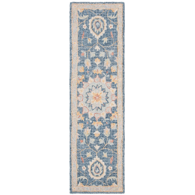 Safavieh Blossom 6' Round Hand Tufted Wool Rug in Navy