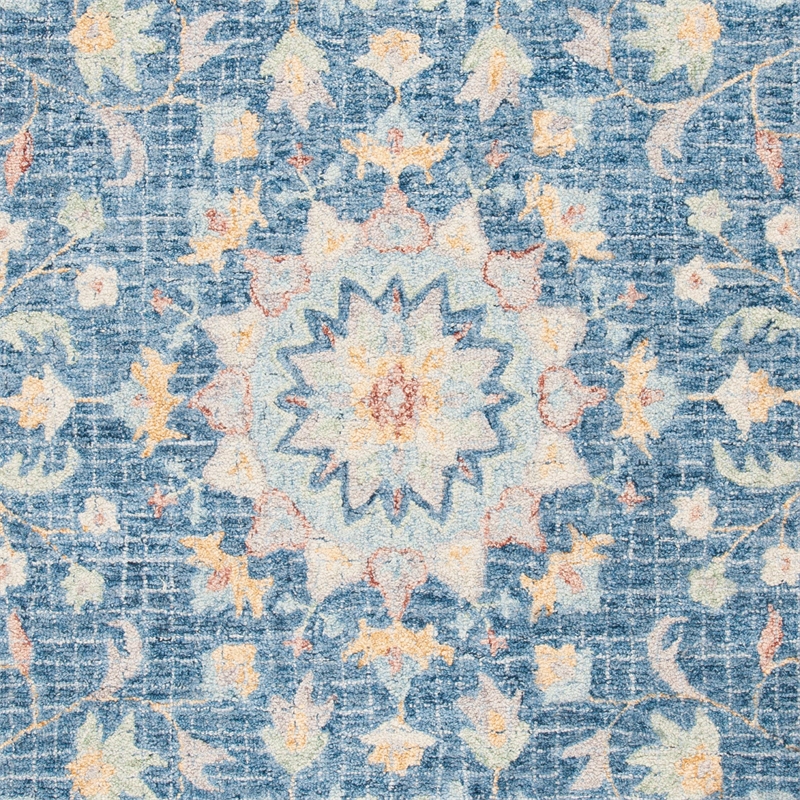 Safavieh Blossom 6' Round Hand Tufted Wool Rug in Navy