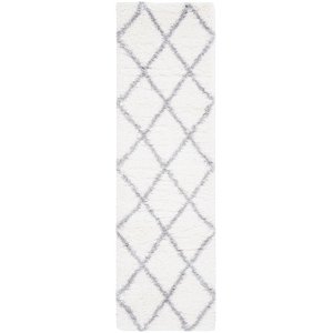 Safavieh Fontana 2'3&quot x 8' Shag Runner Rug in Cream and Gray