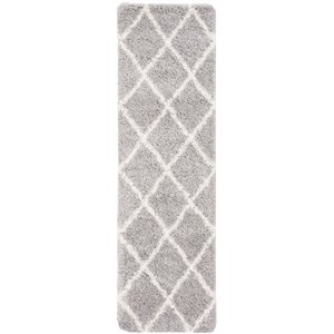 Safavieh Fontana 2'3&quot x 8' Shag Runner Rug in Gray and Cream