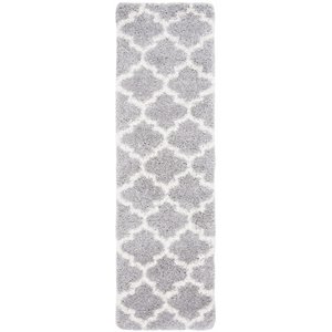 Safavieh Fontana 2'3&quot x 8' Shag Runner Rug in Gray and Cream