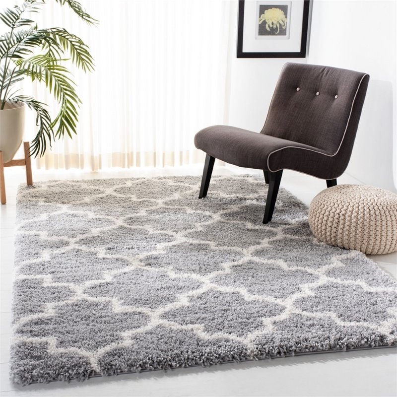 Safavieh Fontana 9' x 12' Shag Rug in Gray and Cream