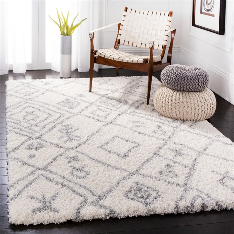 Safavieh Fontana 9' x 12' Shag Rug in Cream and Gray