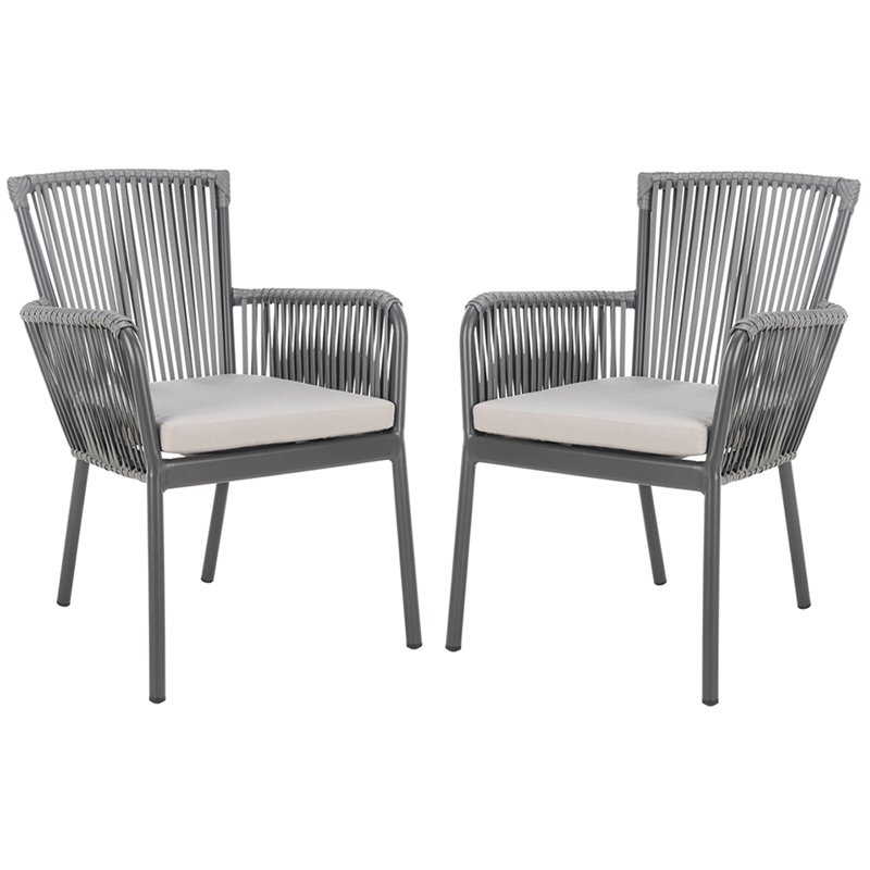 Safavieh Paolo Stackable Rope Patio Chair in Black and Gray (Set of 2)