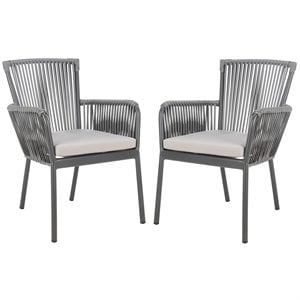 Safavieh Paolo Stackable Rope Patio Chair in Black and Gray (Set of 2)