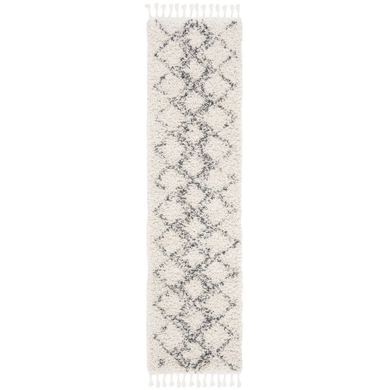 Safavieh Pro Lux 2' x 8' Shag Runner Rug in Cream and Blue