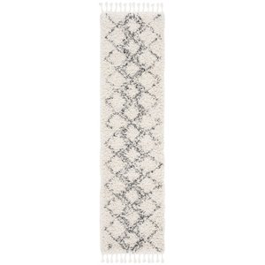 Safavieh Pro Lux 2' x 8' Shag Runner Rug in Cream and Blue